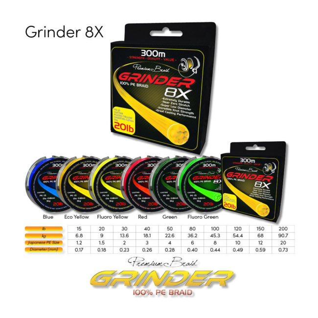 GRINDER 8X PREMIUM BRAID 300M SELWELS SPORTS CC